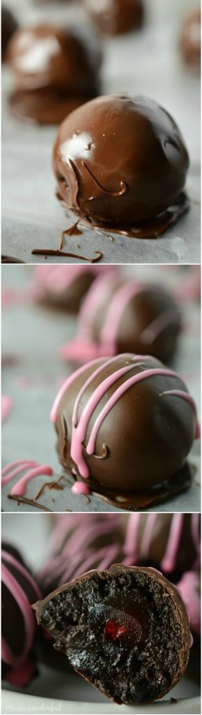 Cherry Stuffed Oreo Truffles Recipe pinnable image collage