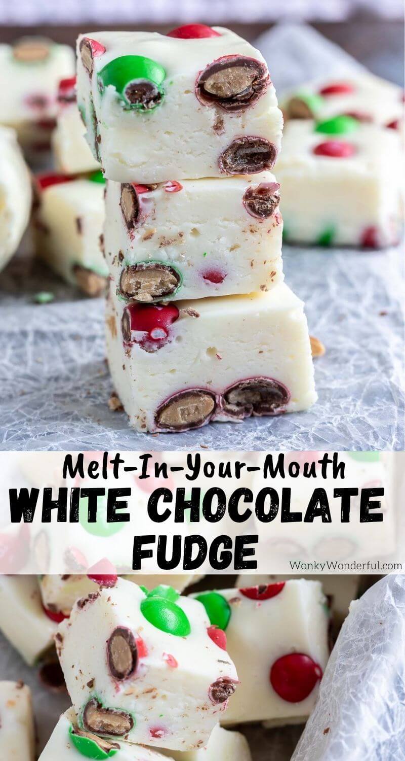 white chocolate fudge pinnable image with title text