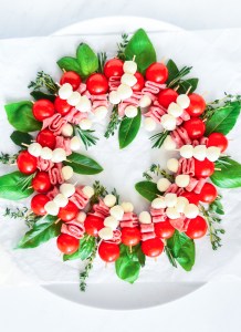 prepared wreath served on white platter