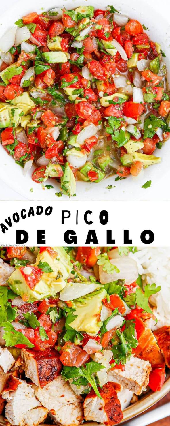 avocado salsa pinnable image with title text