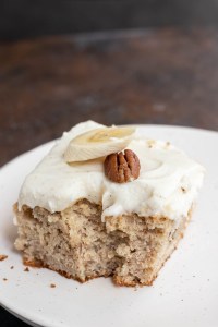 piece of banana cake with chunking missing