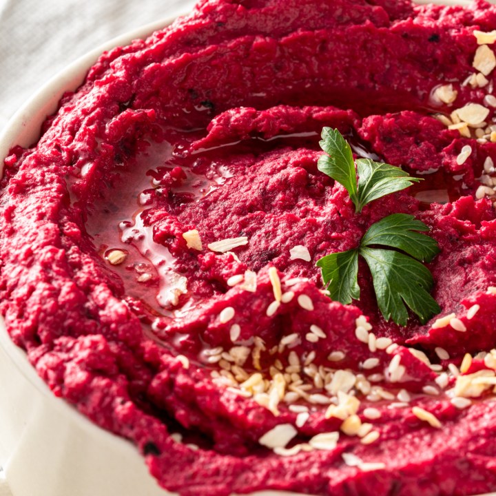 dark red hummus dip