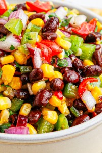 peppers, tomatoes, corn and black beans