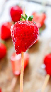 candied strawberry on a skewer