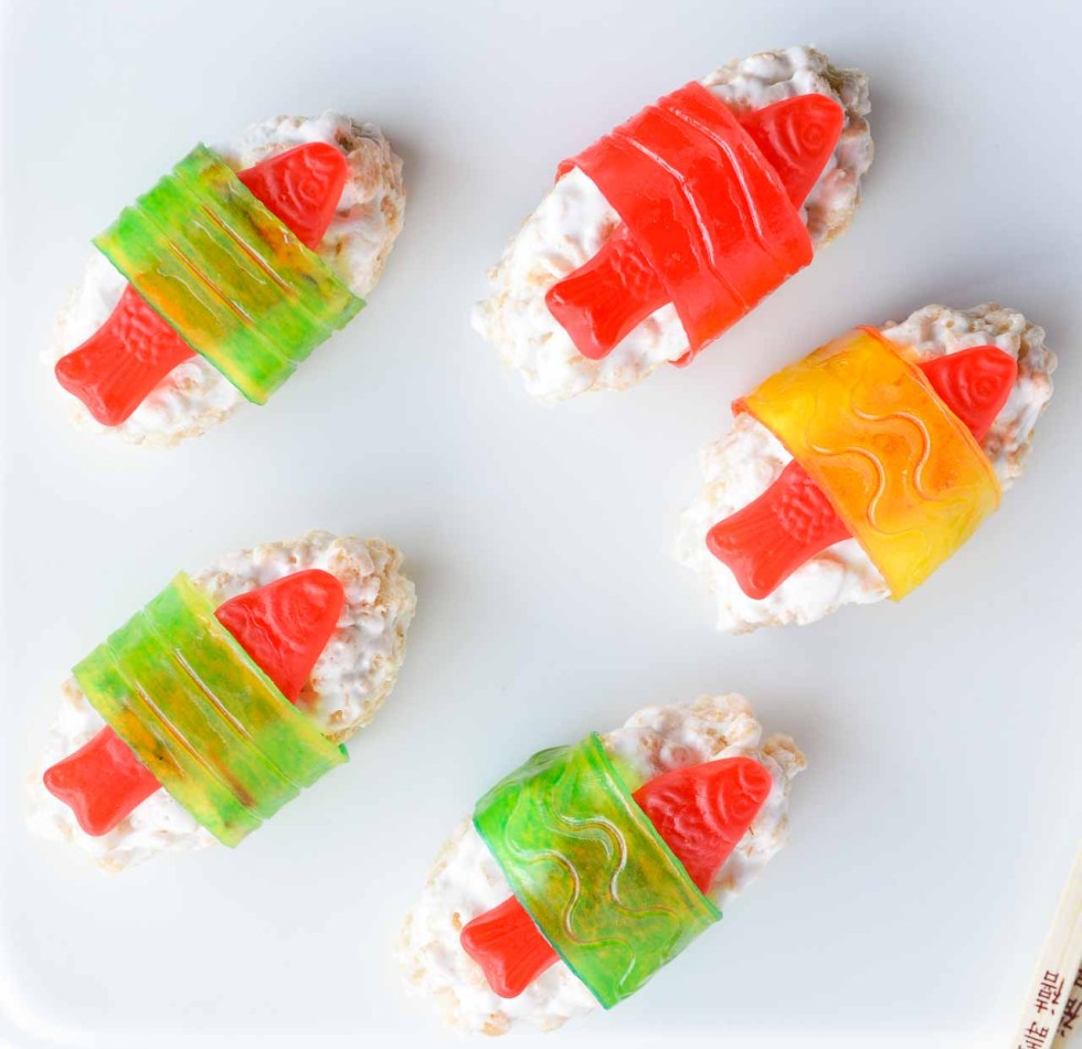 prepared sushi made with candy