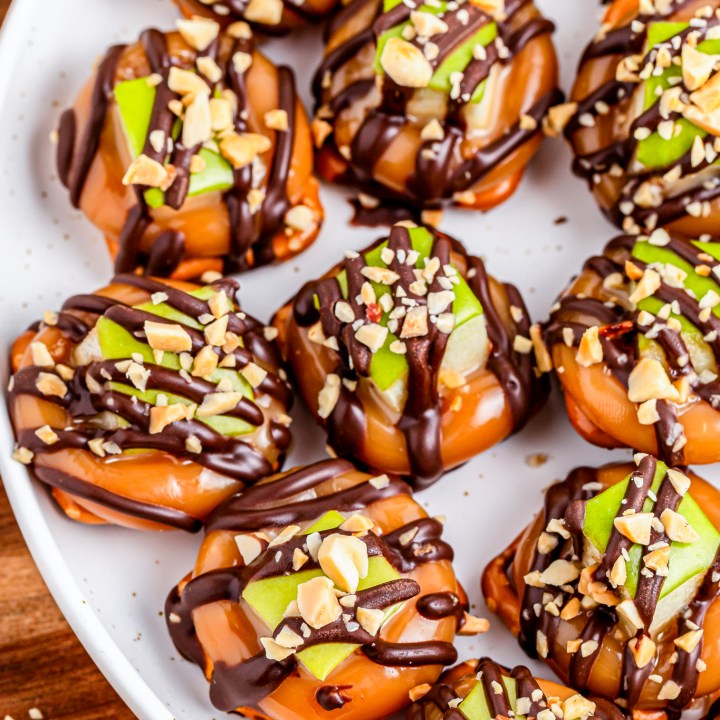 prepared pretzel bites on white plate