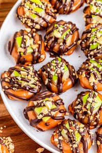 prepared pretzel bites on white plate