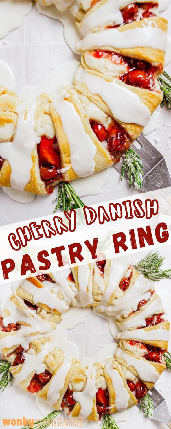 cherry danish pastry ring pinnable image