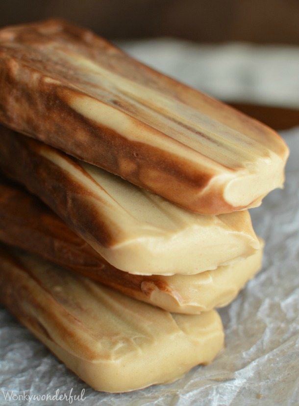 closeup of brown and tan pudding pops