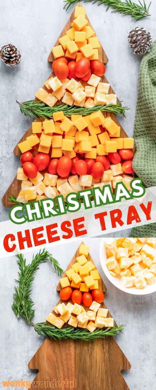 christmas tree cheese board pinnable image