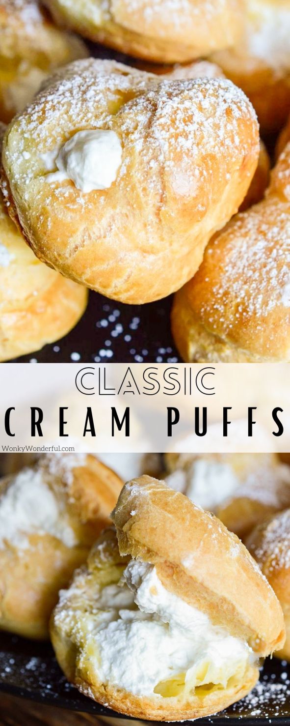 cream puff recipe pinnable image with title text