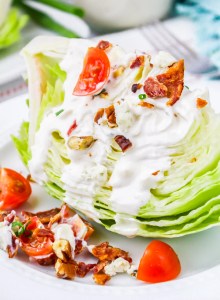 iceberg lettuce wedge with toppings and dressing