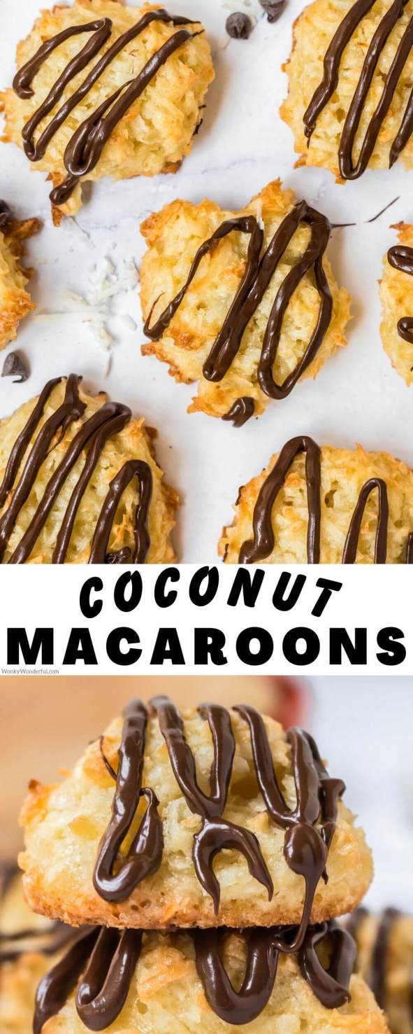 coconut macaroons pinnable image with title text