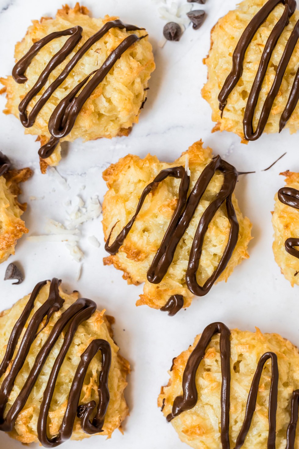 macaroons drizzled with chocolate