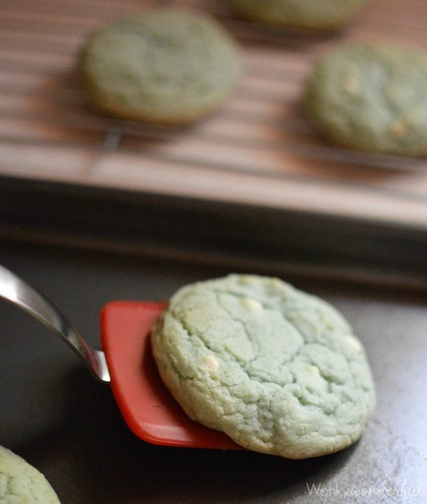 cookie being removed from baking sheet