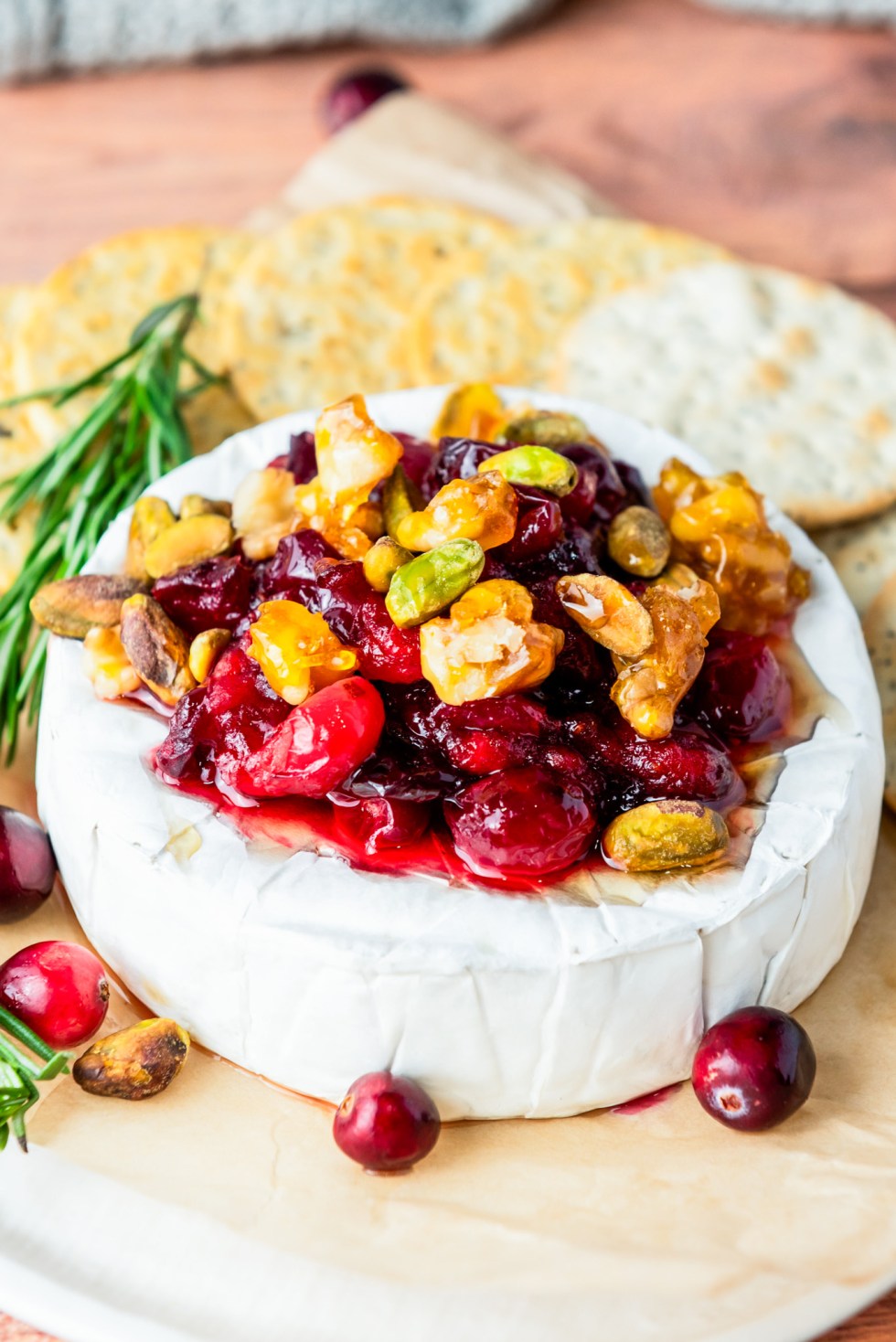 brie served with crackers