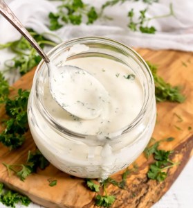 spoonful of homemade ranch dip