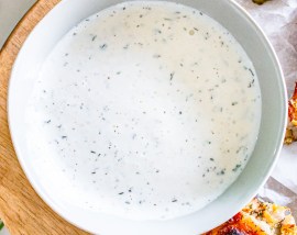 white dressing in bowl