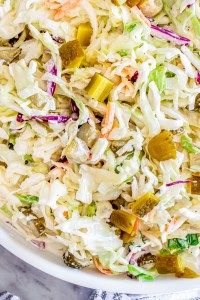 coleslaw with chopped pickles