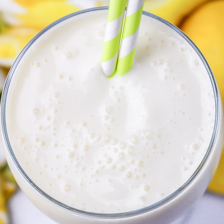 frothy drink with striped straws