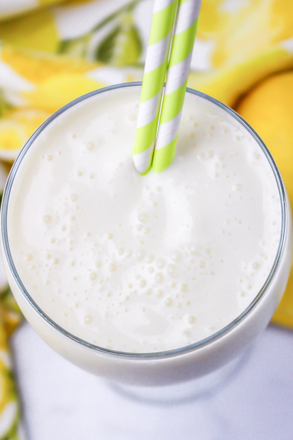 frothy drink with striped straws