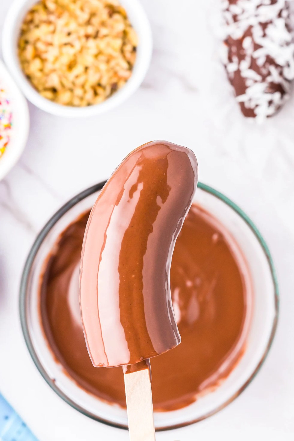 banana covered in melted chocolate