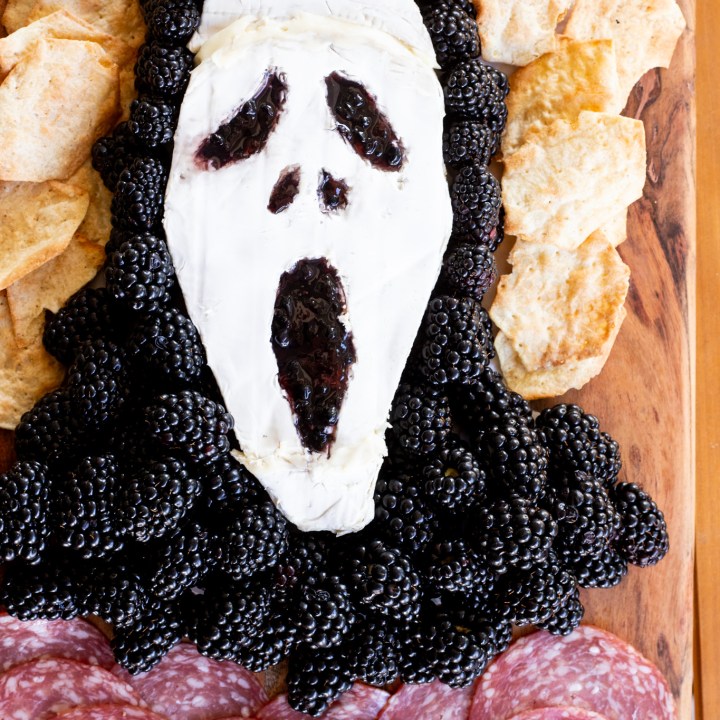 brie and blackberries made to look like movie villain