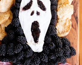 brie and blackberries made to look like movie villain