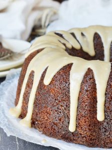 Need a dessert recipe that is easy, delicious and impressive? This Brown Butter Glazed Bundt Cake Recipe is all of those! This moist cake is flavored with apple butter then topped with brown butter glaze. A guaranteed crowd pleaser!