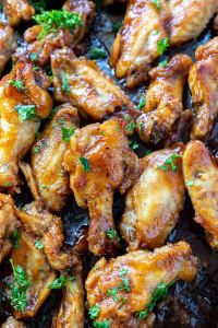 baked wings on rimmed sheet