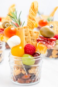 charcuterie ingredient arranged in glass jar