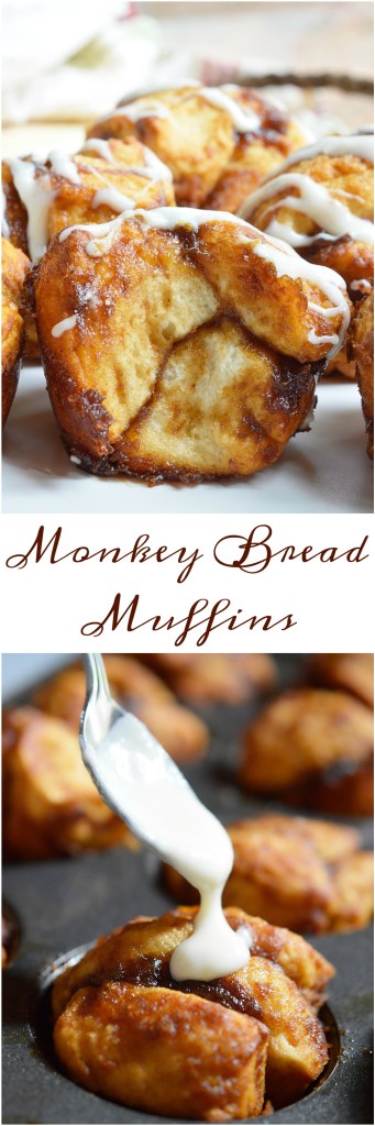 Need an easy breakfast recipe that will feed your hungry crowd? These Monkey Bread Muffins are made with just 4 ingredients and take no time at all! Like sticky buns with a cream cheese glaze without all the hassle.