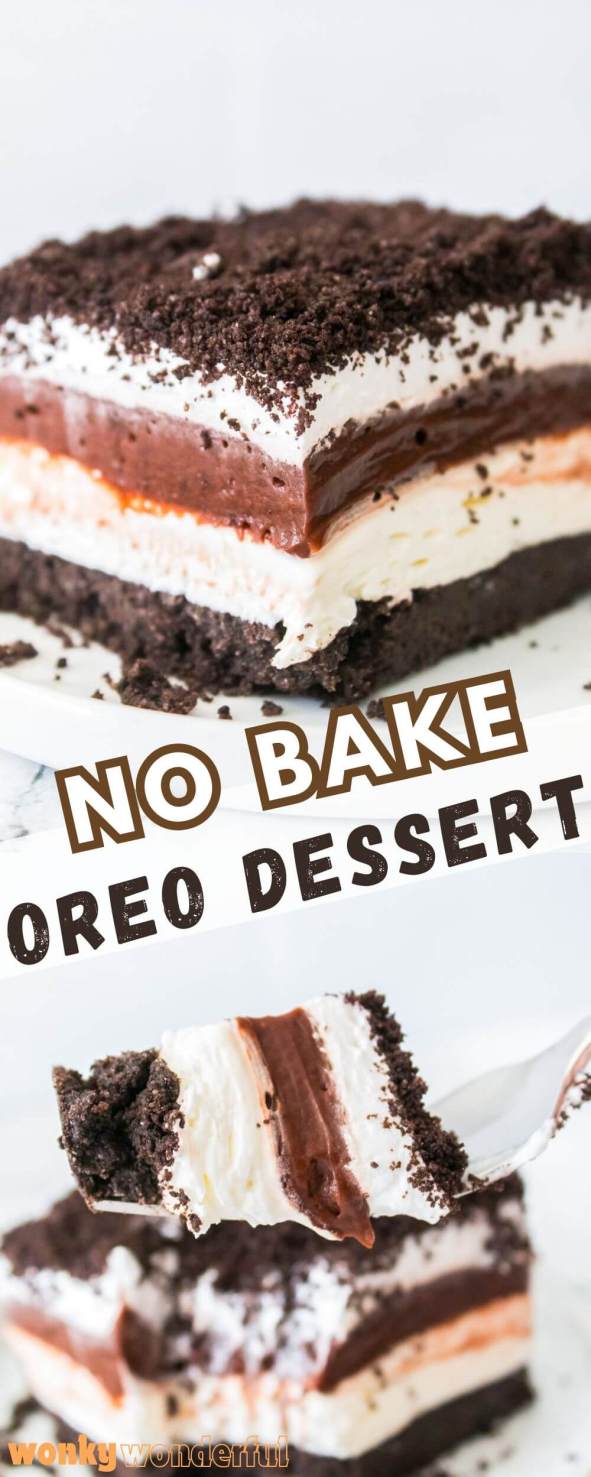 no bake Oreo dessert pinnable image