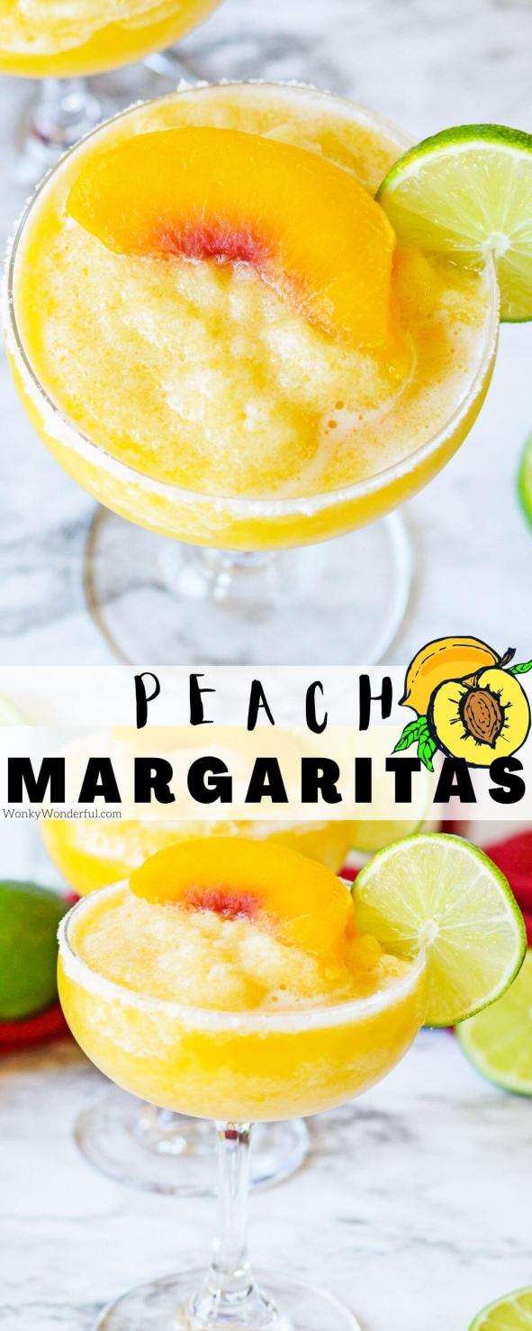 peach margarita pinnable image with title text