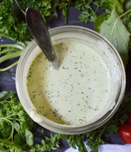 Homemade salad dressings are simple yet so much more flavorful than store bought. This Pesto Ranch Dressing Recipe is no exception. Bright basil pesto flavors blended with buttermilk ranch. This is perfect on salads or served as a pizza dip!