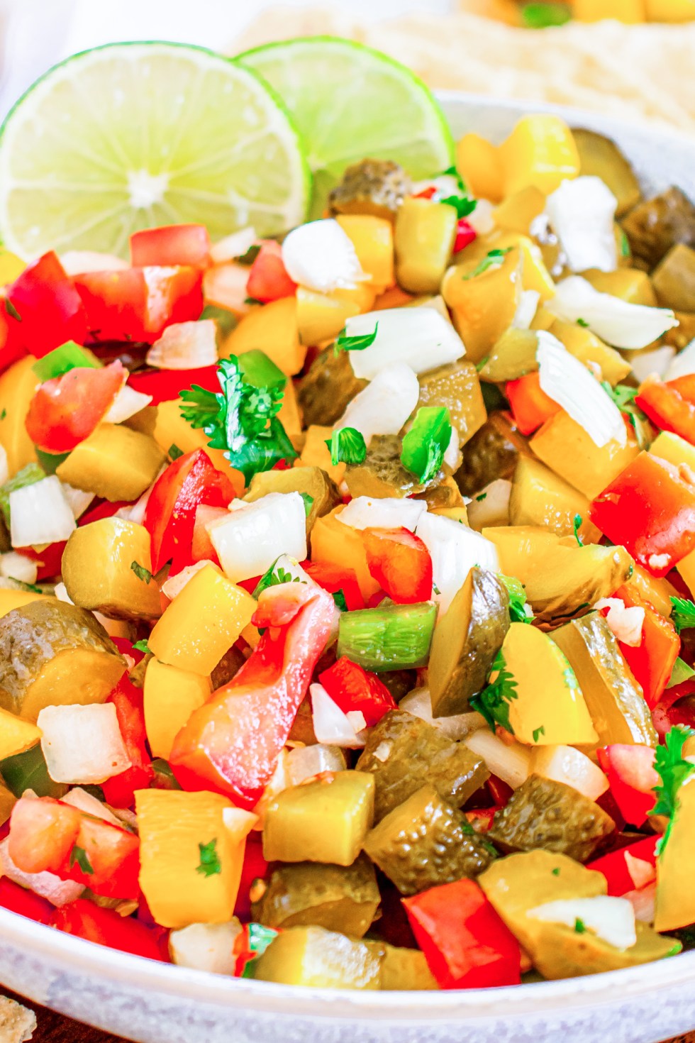 prepared salsa in white bowl