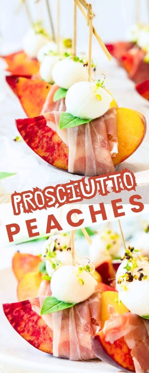 prosciutto wrapped peaches pinnable image