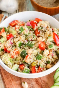 prepared salad in white bowl