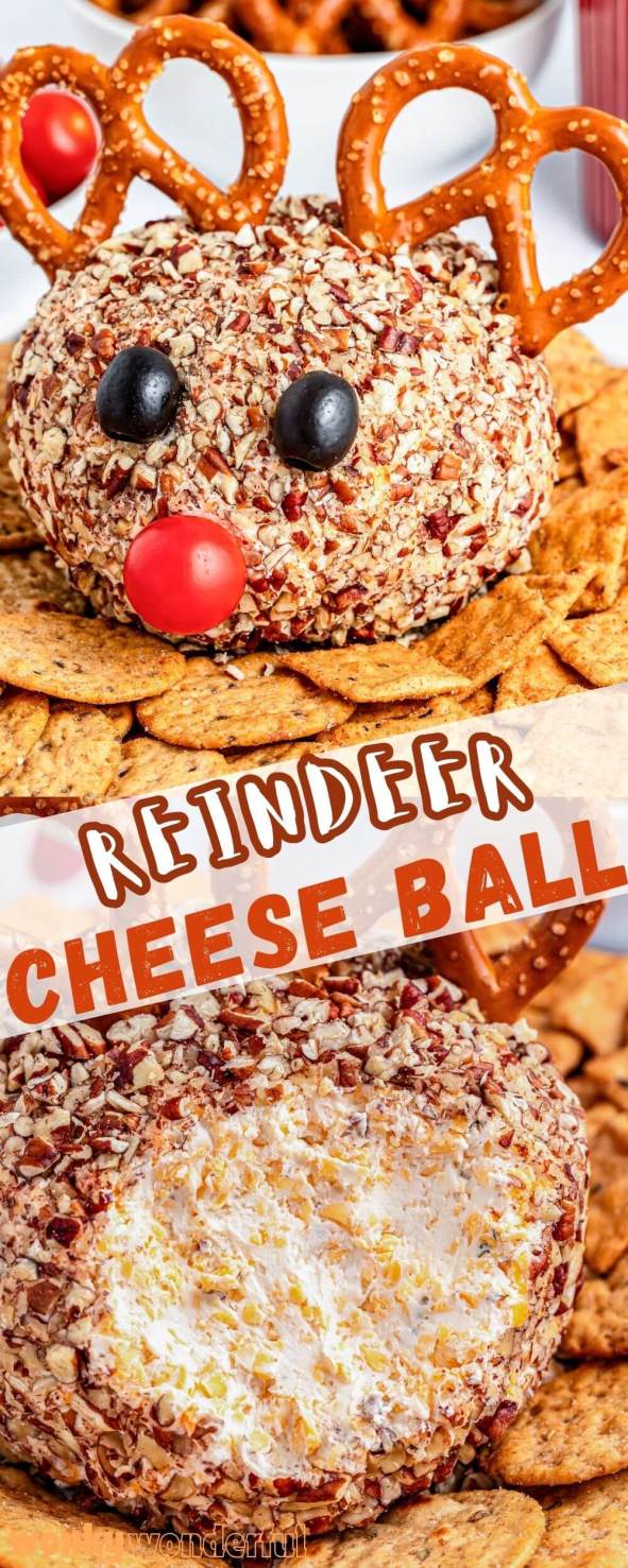 reindeer cheese ball pinnable image