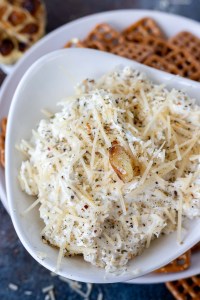 prepared dip in white bowl