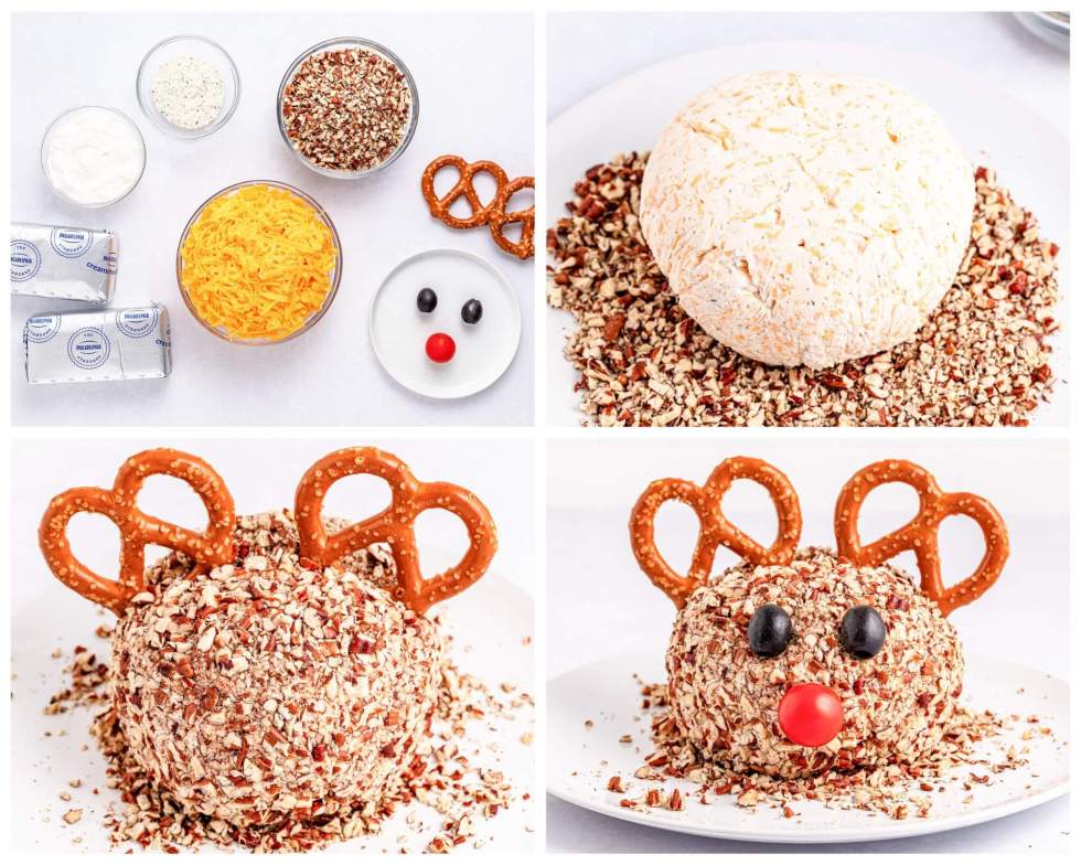 rudolph cheese ball process photos