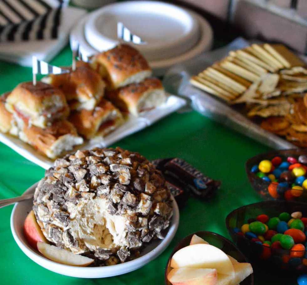 This Sweet Snickers Cheese Ball Recipe is perfect for your game day party! This dessert dip will be a crowd favorite!