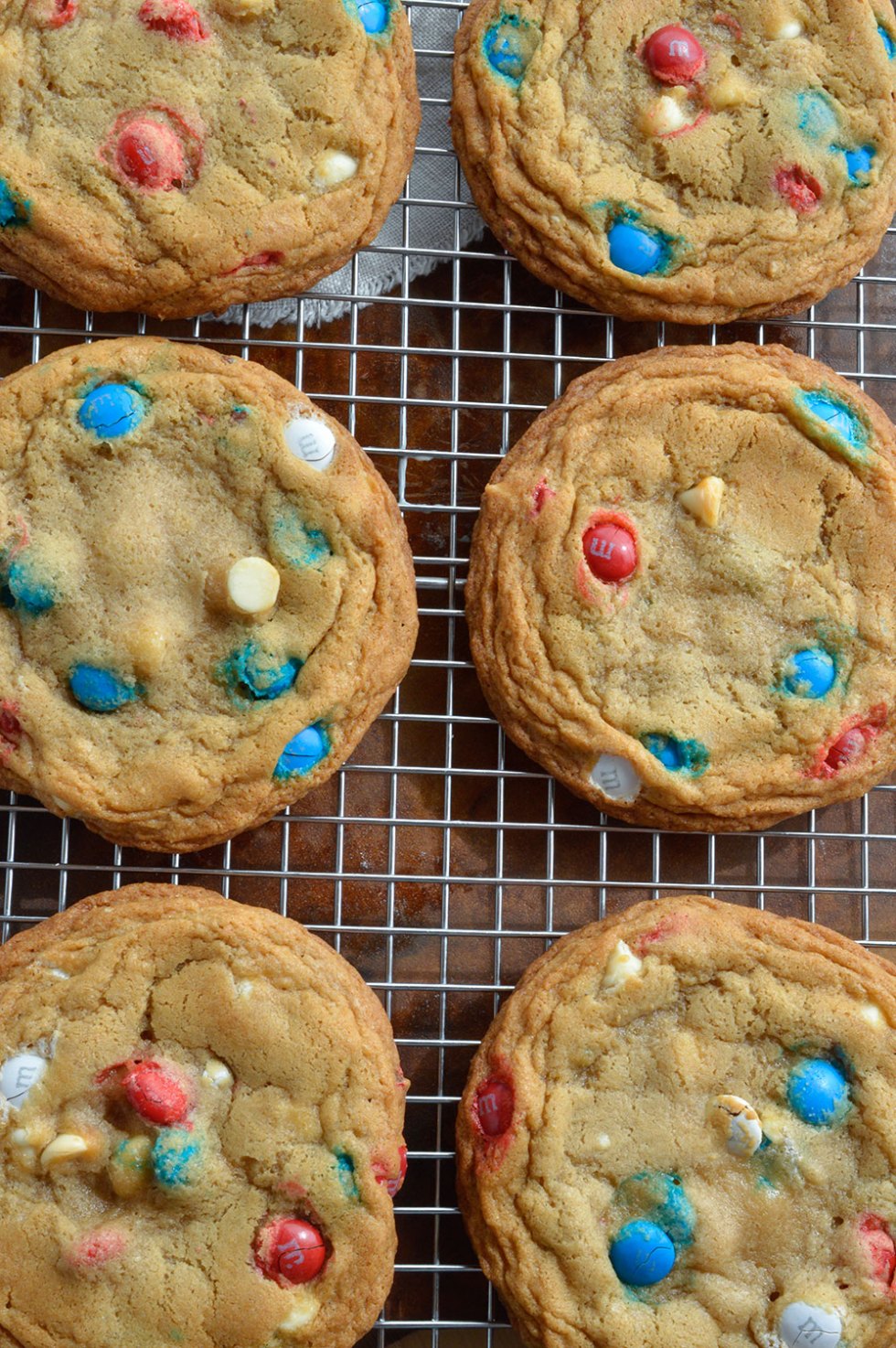 Soft Chocolate Chip Cookies Recipe with M&M's and white chocolate chips. These soft batch cookies are moist, chewy and loaded with Red White and Blue M&M's!