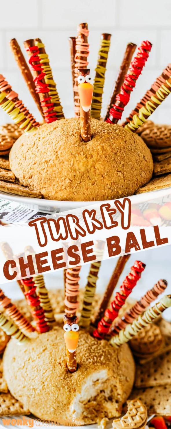 turkey cheese ball pinnable image