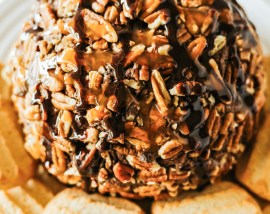 prepared cheese ball surrounded by cookies